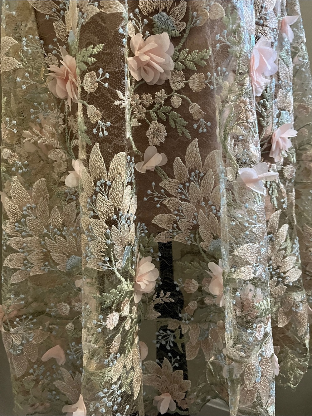 🌸 Dress the Population Audrey 3D Floral Applique Lace Gown Blush Pink Small - Picture 5 of 9